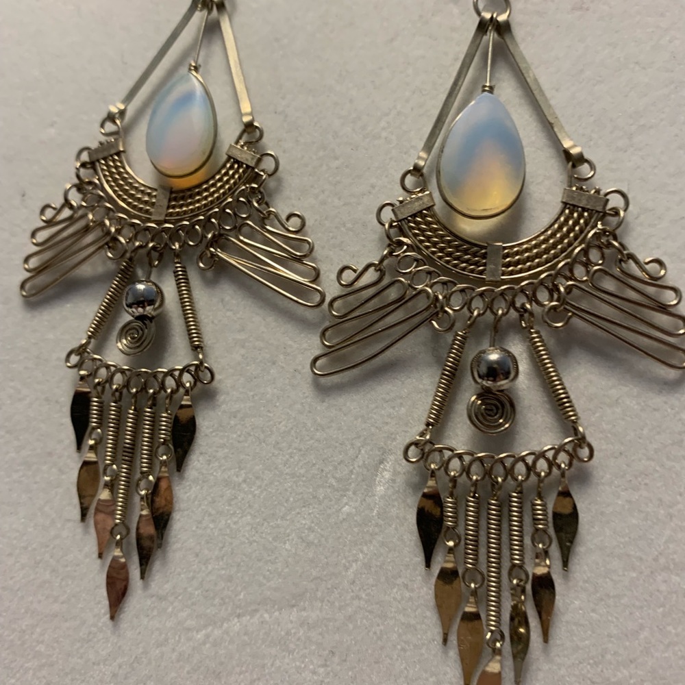 Opalite and German Silver earrings.
